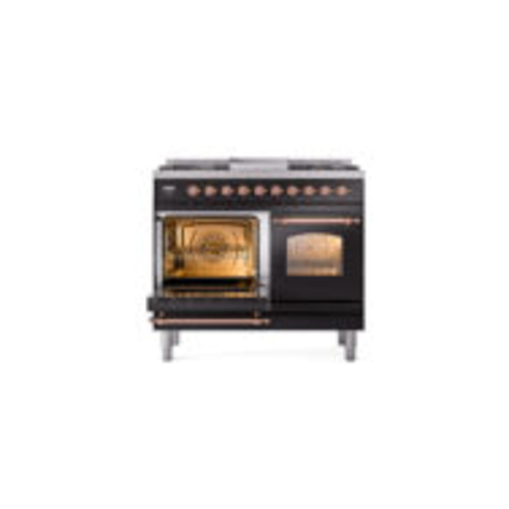ILVE UPD40FNMPBKP Nostalgie II 40" Dual Fuel Range, main oven door opened