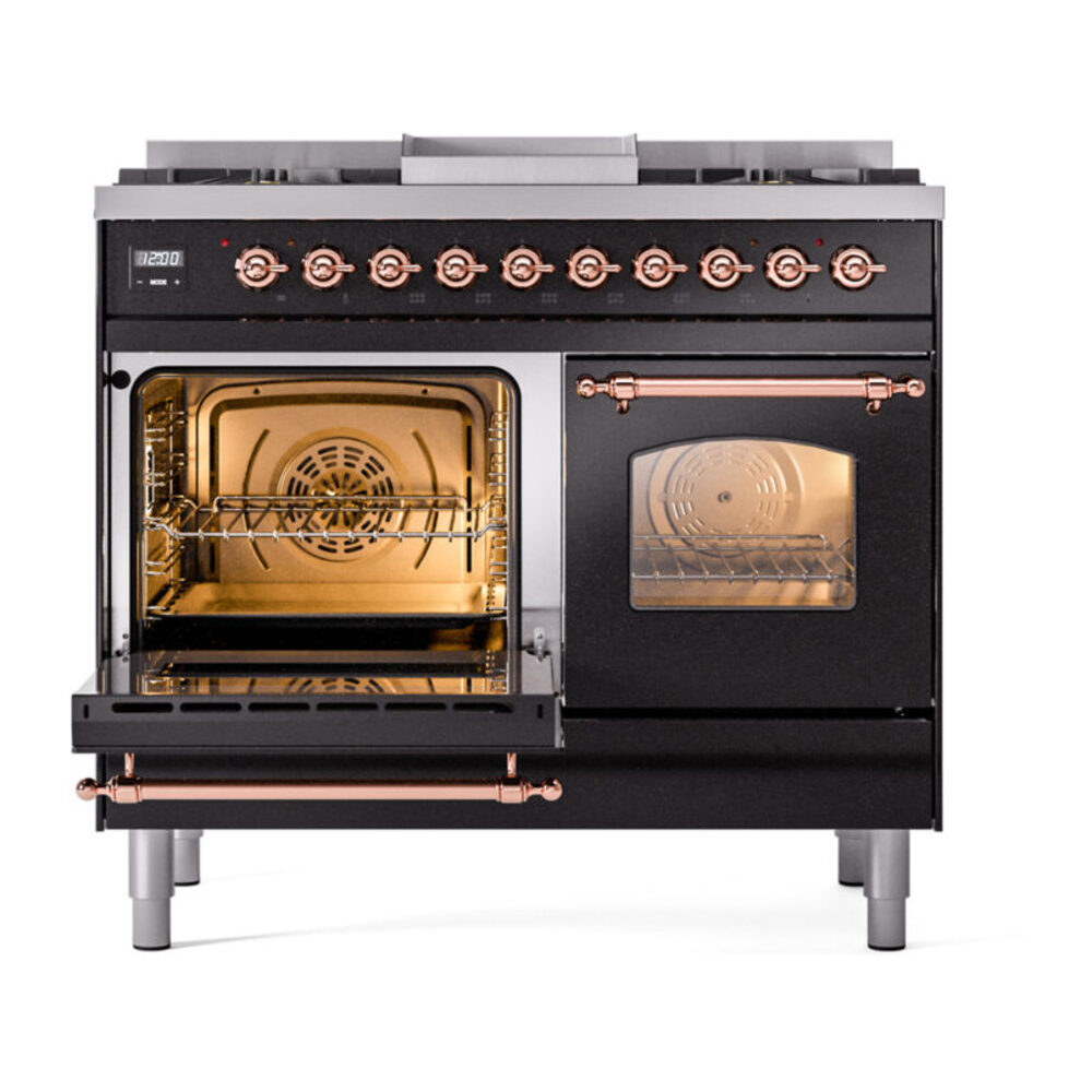 ILVE UPD40FNMPBKP Nostalgie II 40" Dual Fuel Range, main oven door opened