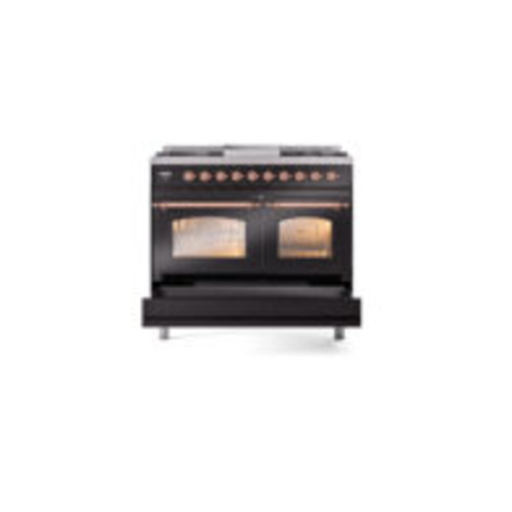 ILVE UPD40FNMPBKP Nostalgie II 40" Dual Fuel Range, drawer opened