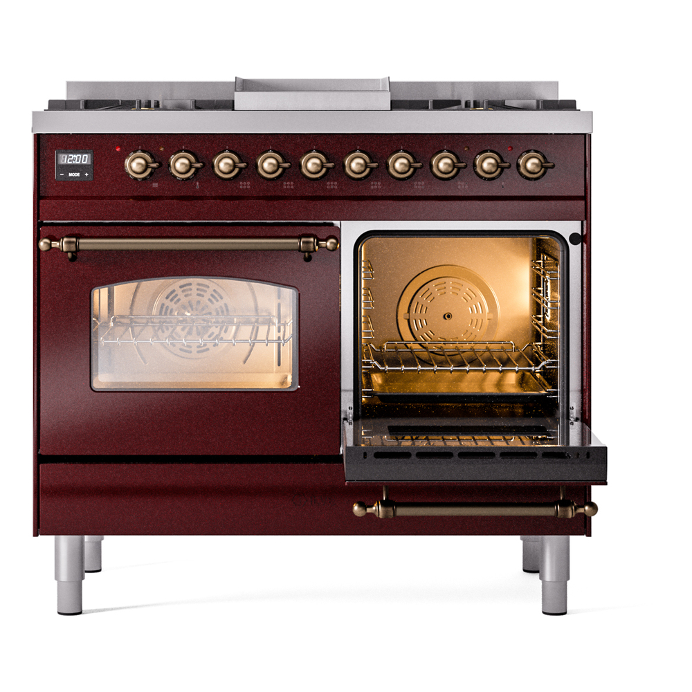ILVE UPD40FNMPBUBLP Nostalgie II 40" Dual Fuel Range, side oven door opened