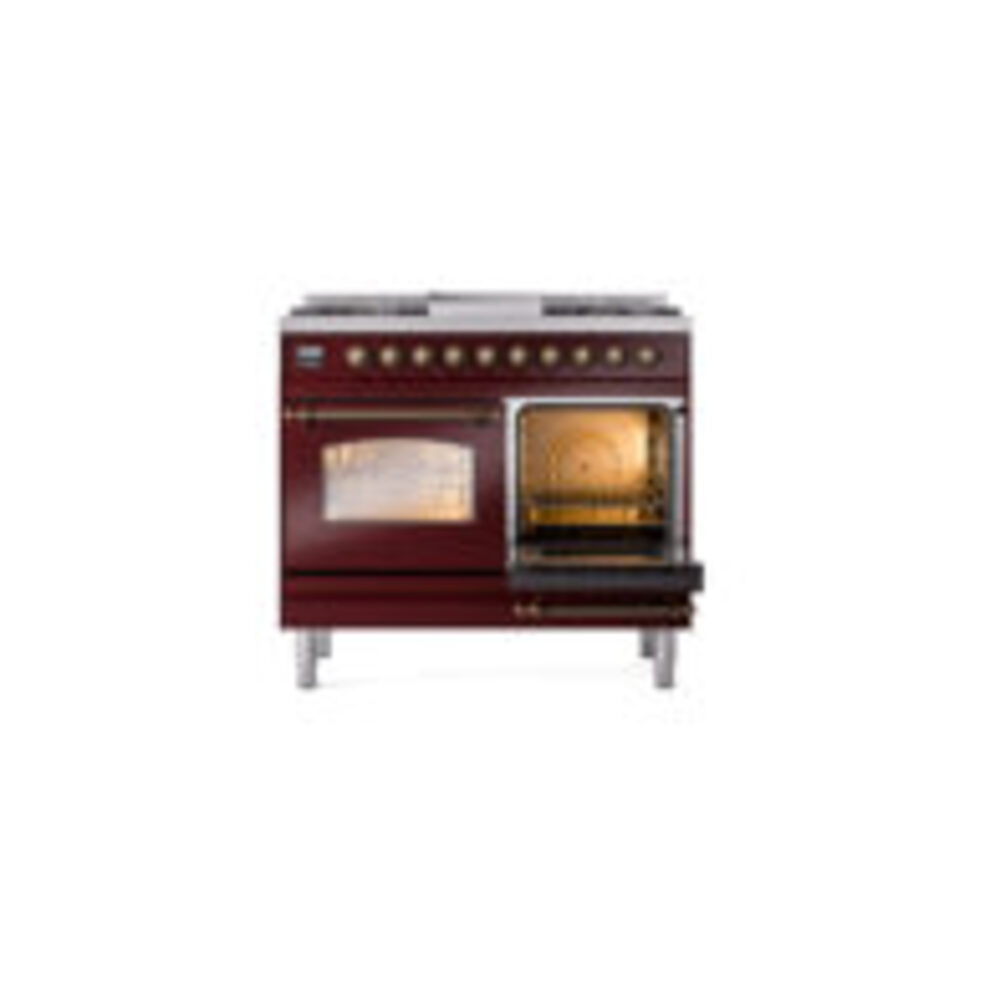 ILVE UPD40FNMPBUBLP Nostalgie II 40" Dual Fuel Range, side oven door opened