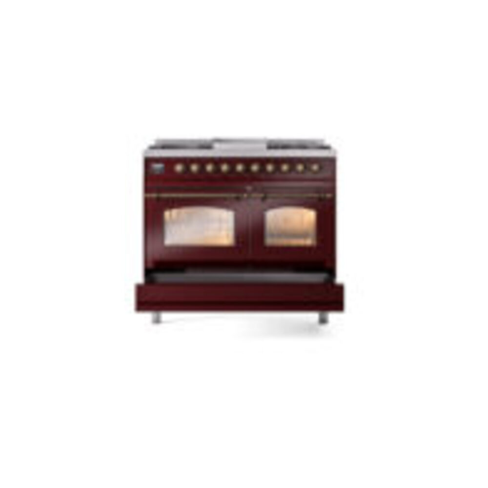 ILVE UPD40FNMPBUBLP Nostalgie II 40" Dual Fuel Range, drawer opened