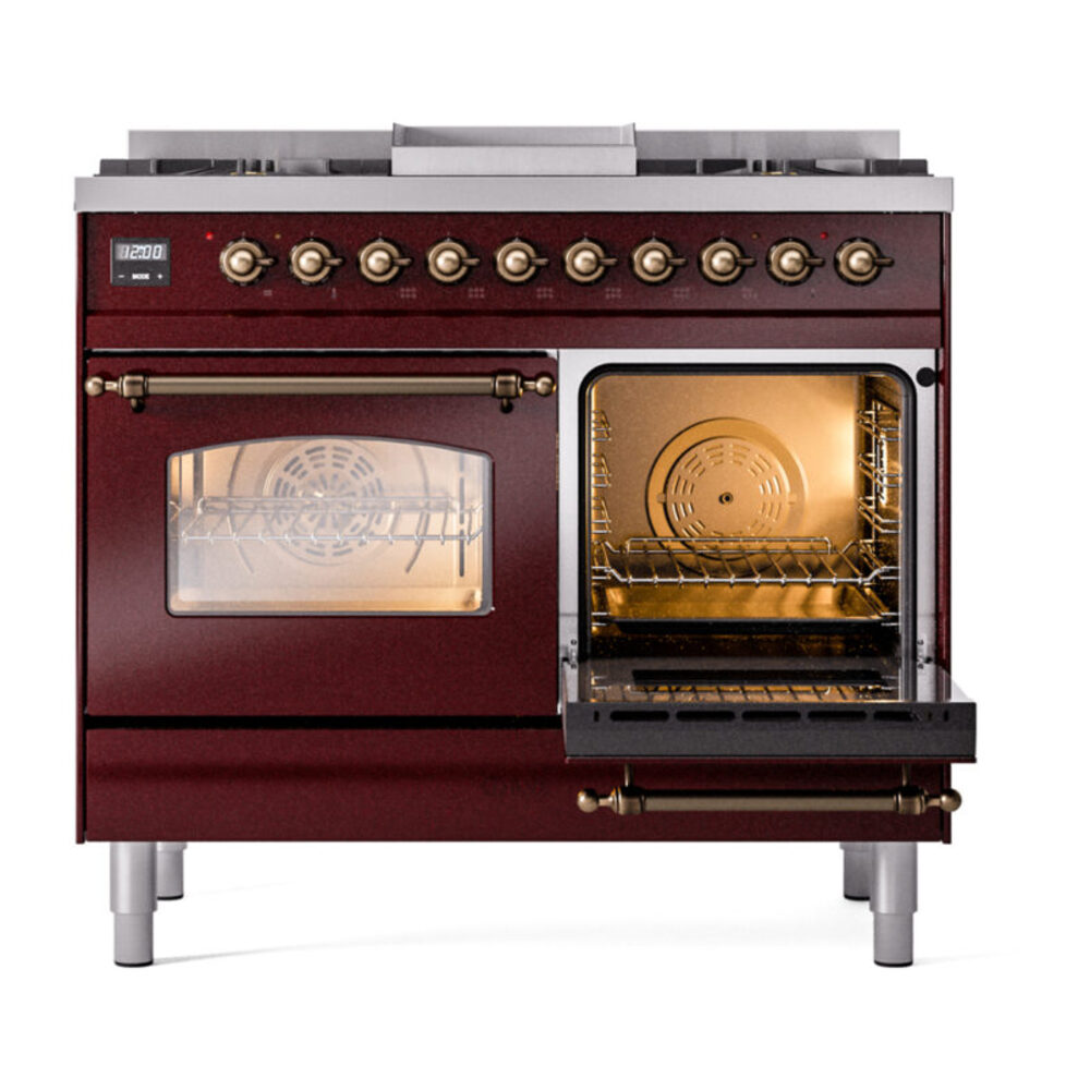 ILVE UPD40FNMPBUB Nostalgie II 40" Dual Fuel Range, side oven door opened