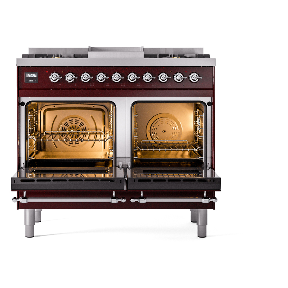 ILVE UPD40FNMPBUCLP Nostalgie II 40" Dual Fuel Range, oven doors opened