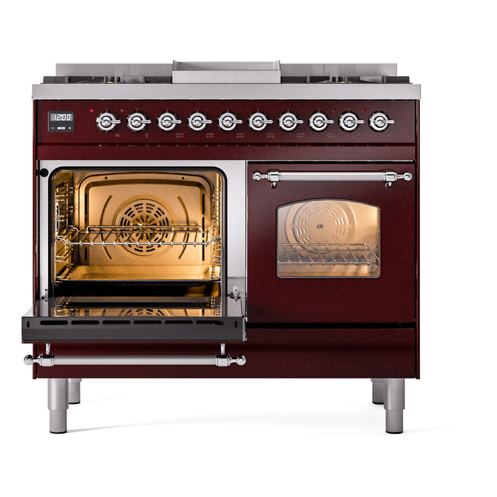 ILVE UPD40FNMPBUCLP Nostalgie II 40" Dual Fuel Range, main oven door opened