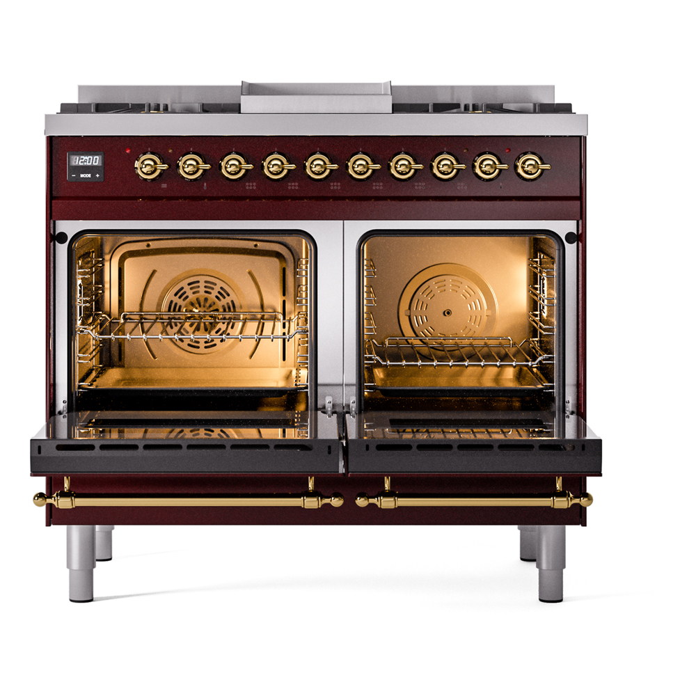 ILVE UPD40FNMPBUGLP Nostalgie II 40" Dual Fuel Range, oven doors opened