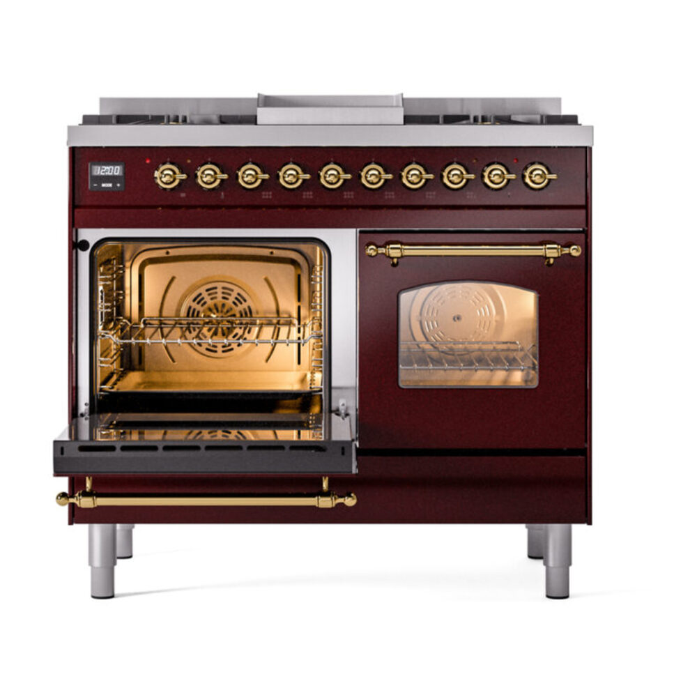 ILVE UPD40FNMPBUGLP Nostalgie II 40" Dual Fuel Range, main oven door opened