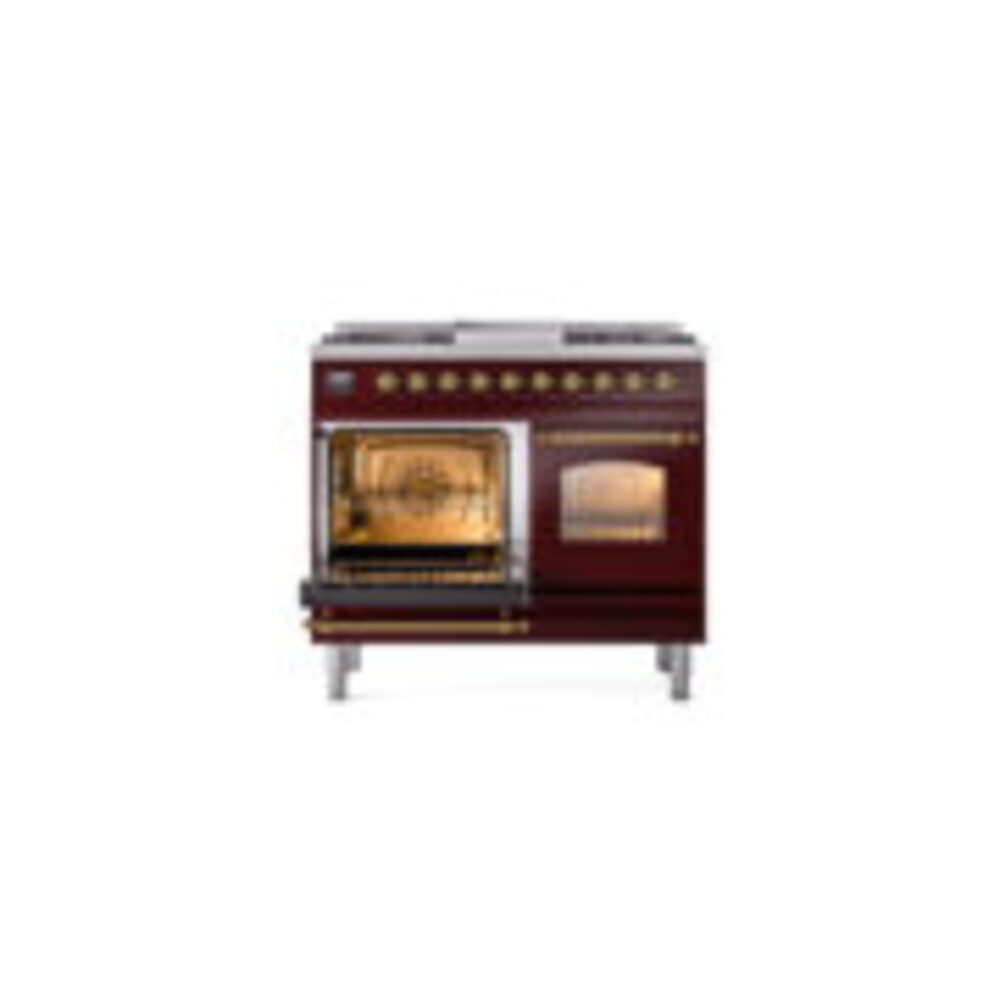 ILVE UPD40FNMPBUG Nostalgie II 40" Dual Fuel Range, main oven door opened