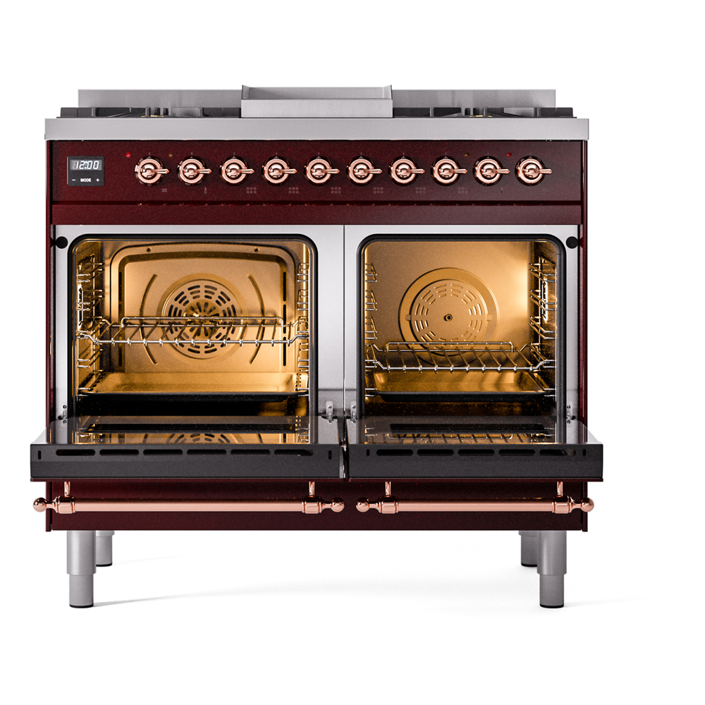 ILVE UPD40FNMPBUPLP Nostalgie II 40" Dual Fuel Range, oven doors opened