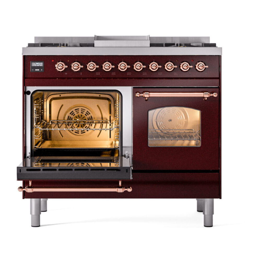 ILVE UPD40FNMPBUPLP Nostalgie II 40" Dual Fuel Range, main oven door opened