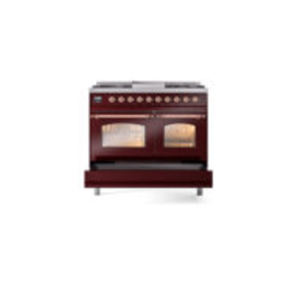 ILVE UPD40FNMPBUPLP Nostalgie II 40" Dual Fuel Range, drawer opened