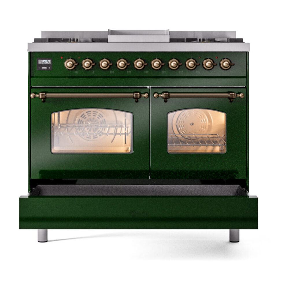 ILVE UPD40FNMPEGBLP Nostalgie II 40" Dual Fuel Range, drawer opened