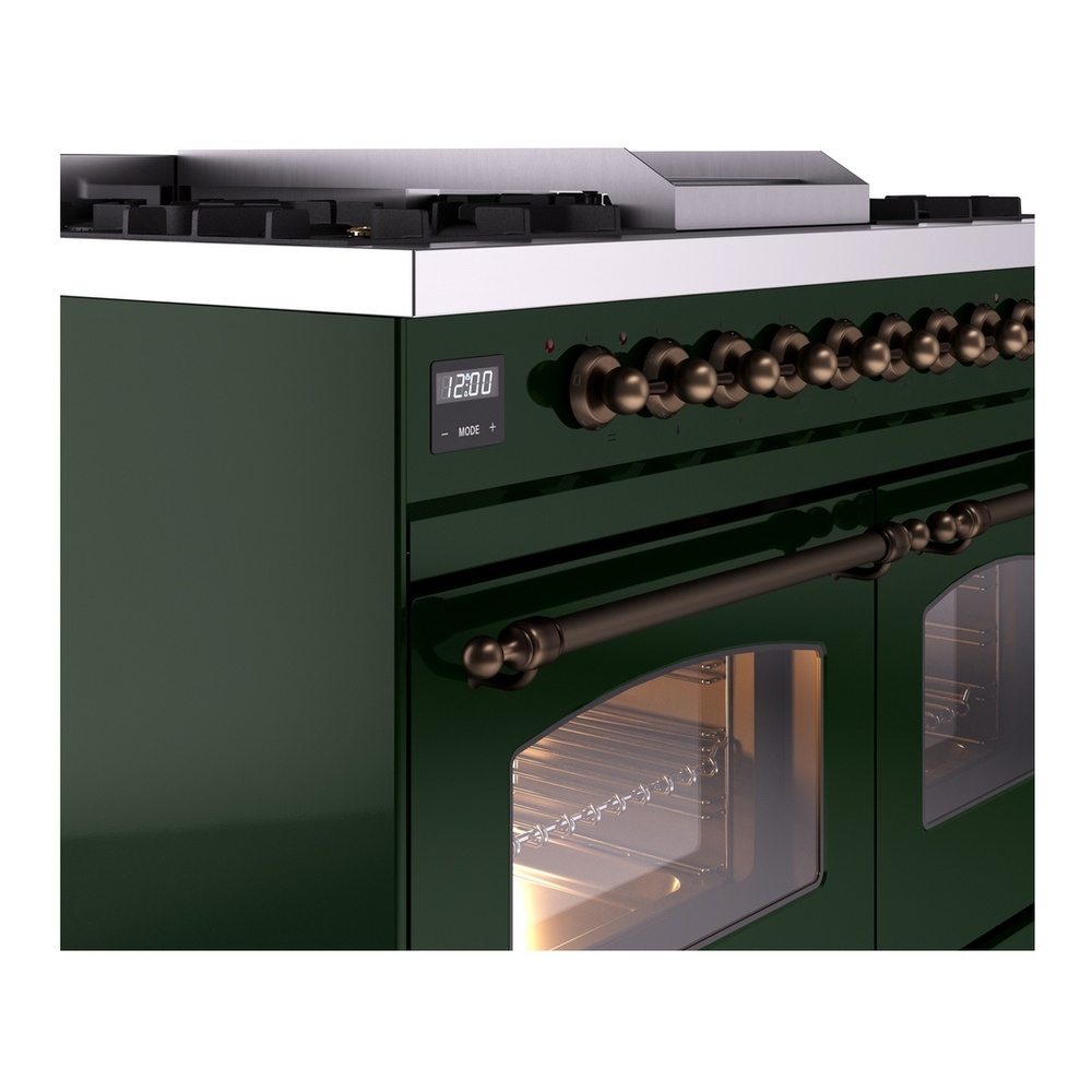 ILVE UPD40FNMPEGBLP Nostalgie II 40 inch Dual Fuel Range with Double Ovens, 6 Burners and Griddle (Liquid Propane, Triple Glass Door, Emerald Green, Burnished) 10 ILVE UPD40FNMPEGBLP Nostalgie II 40" Dual Fuel Range, details