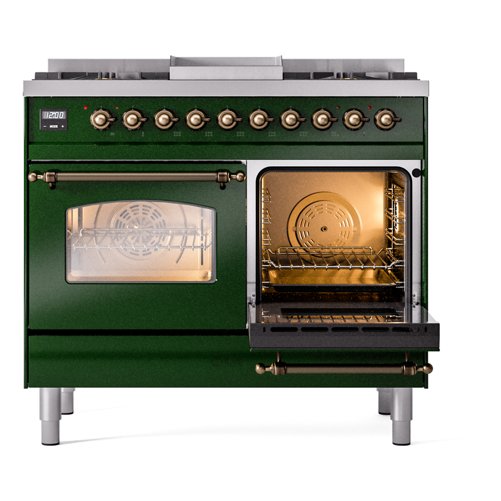ILVE UPD40FNMPEGB Nostalgie II 40" Dual Fuel Range, side oven door opened