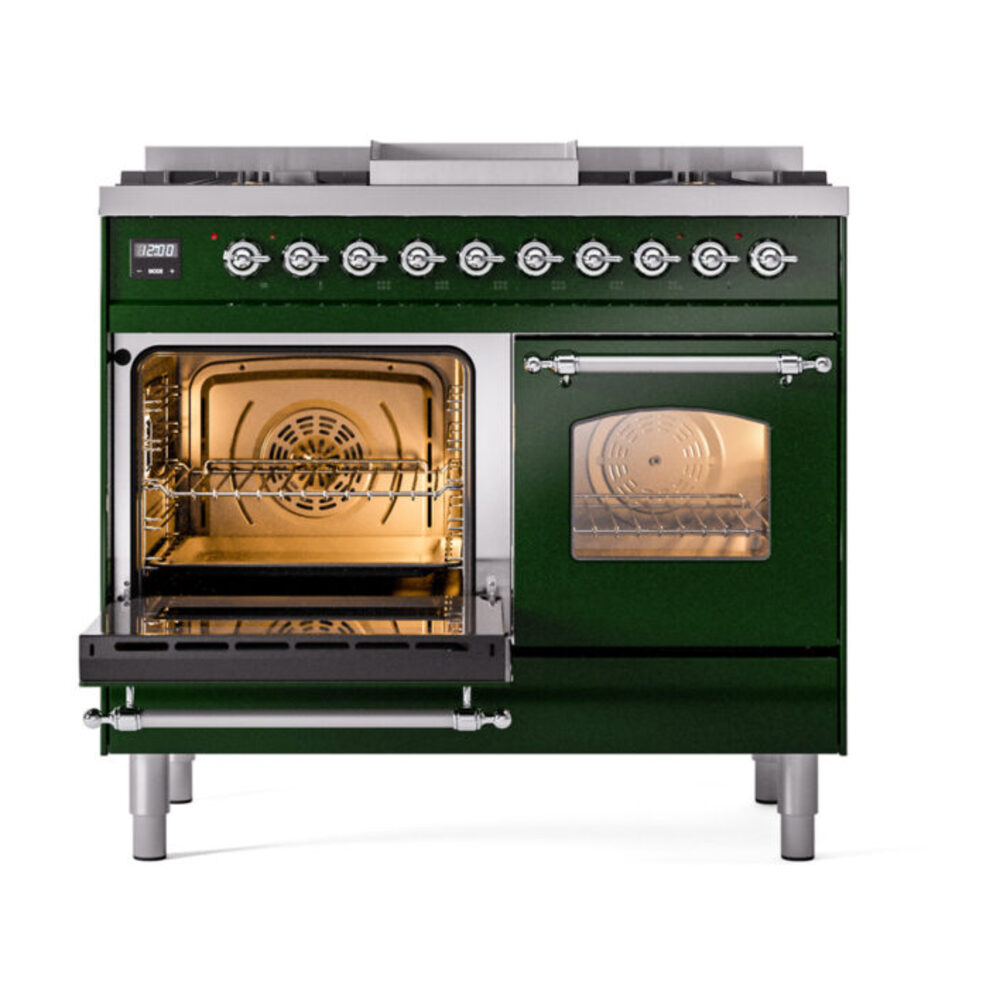 ILVE UPD40FNMPEGCLP Nostalgie II 40" Dual Fuel Range, main oven door opened