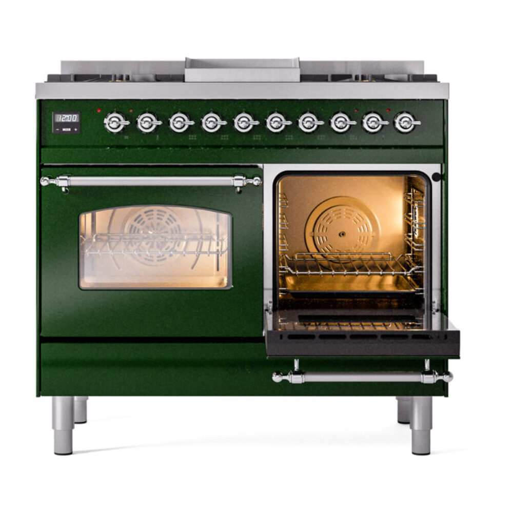 ILVE UPD40FNMPEGCLP Nostalgie II 40" Dual Fuel Range, side oven door opened