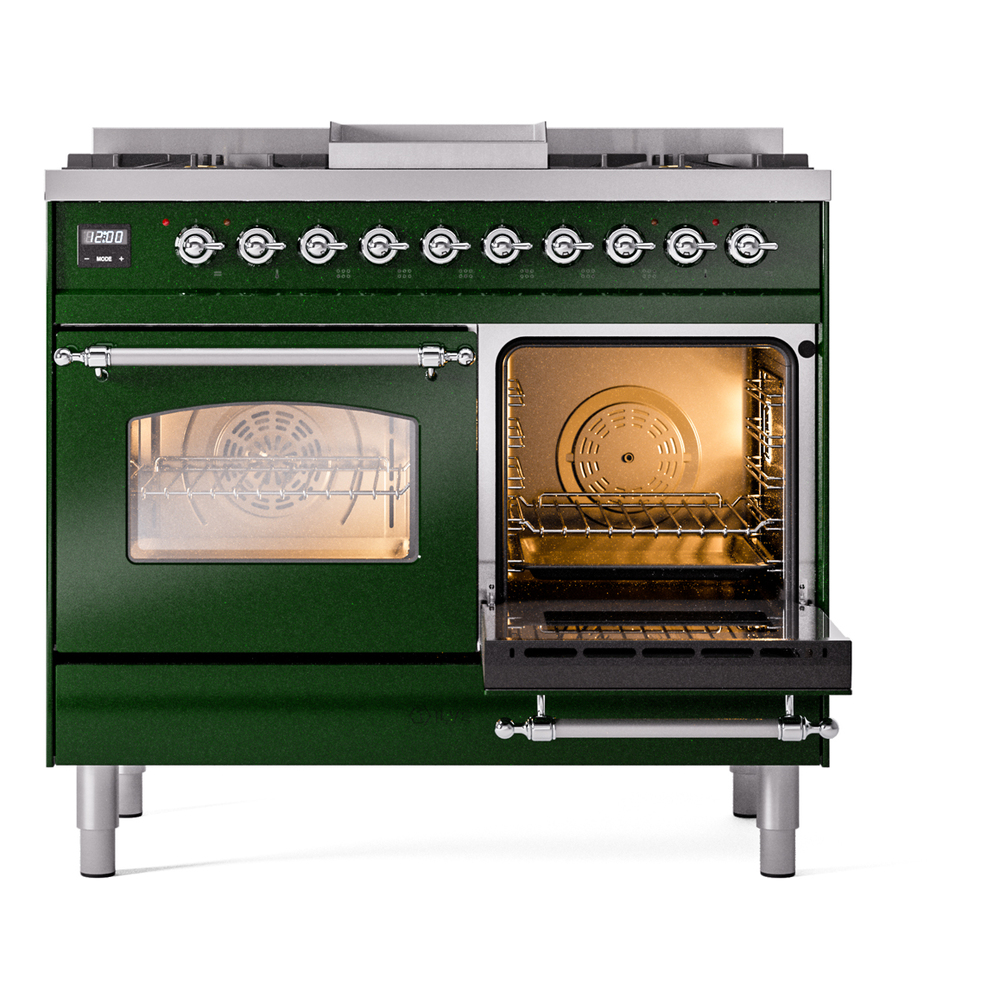 ILVE UPD40FNMPEGCLP Nostalgie II 40" Dual Fuel Range, side oven door opened