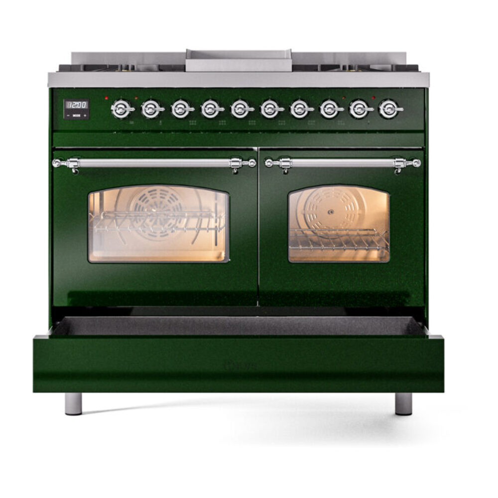 ILVE UPD40FNMPEGCLP Nostalgie II 40" Dual Fuel Range, drawer opened