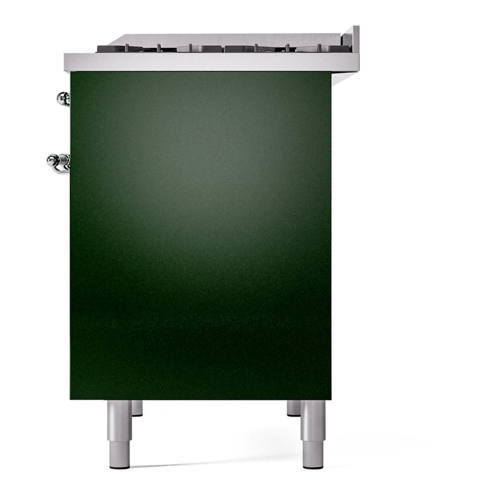 ILVE UPD40FNMPEGCLP Nostalgie II 40 inch Dual Fuel Range with Double Ovens, 6 Burners and Griddle (Liquid Propane, Triple Glass Door, Emerald Green, Chrome) 13 ILVE UPD40FNMPEGCLP Nostalgie II 40" Dual Fuel Range, right side view