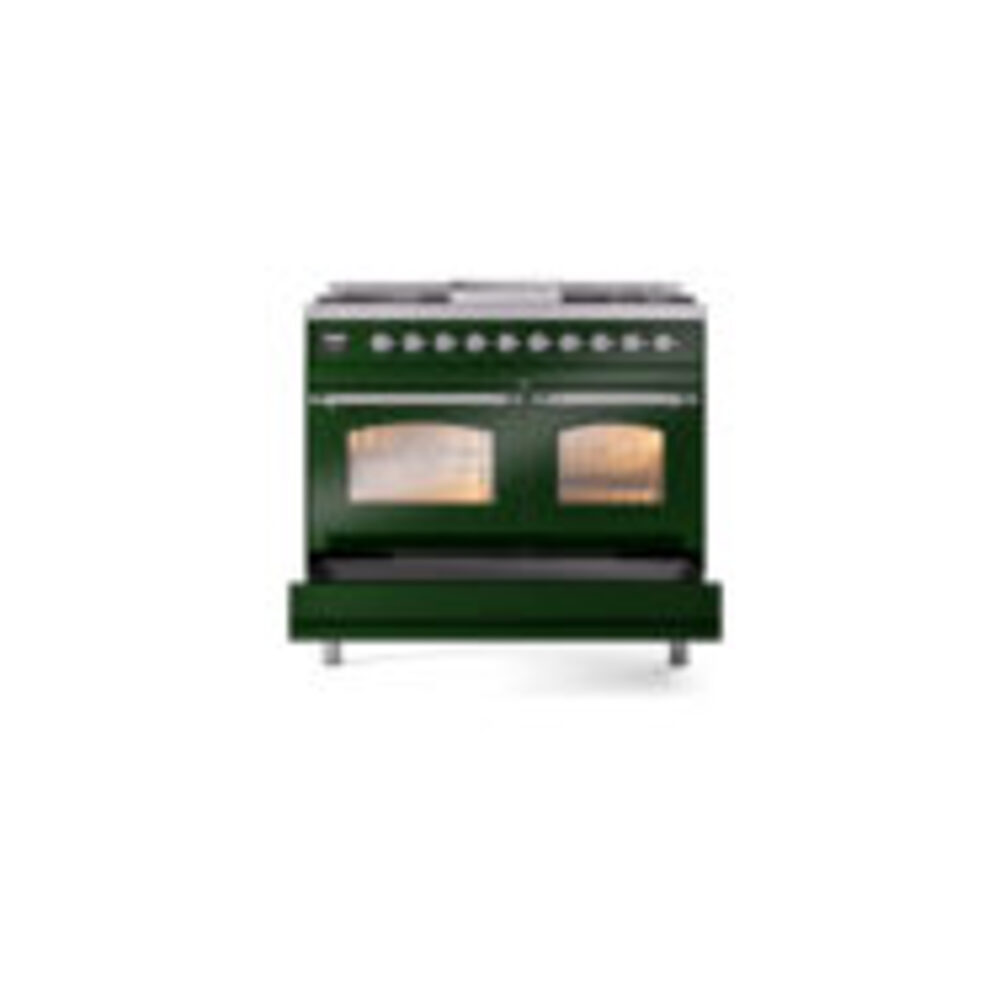 ILVE UPD40FNMPEGC Nostalgie II 40" Dual Fuel Range, drawer opened