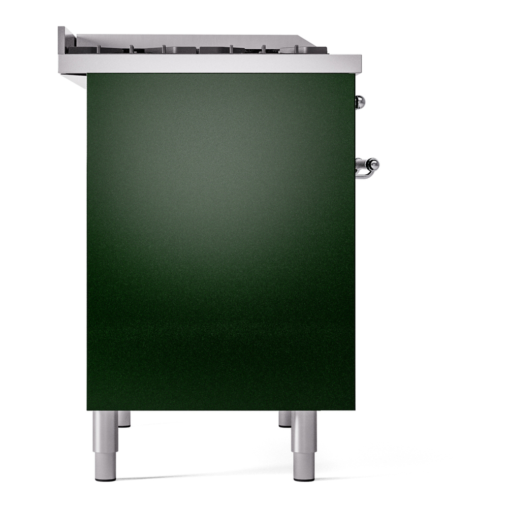 ILVE UPD40FNMPEGC Nostalgie II 40 inch Dual Fuel Range with Double Ovens, 6 Burners and Griddle (Natural Gas, Triple Glass Door, Emerald Green, Chrome) 12 ILVE UPD40FNMPEGC Nostalgie II 40" Dual Fuel Range, left side view
