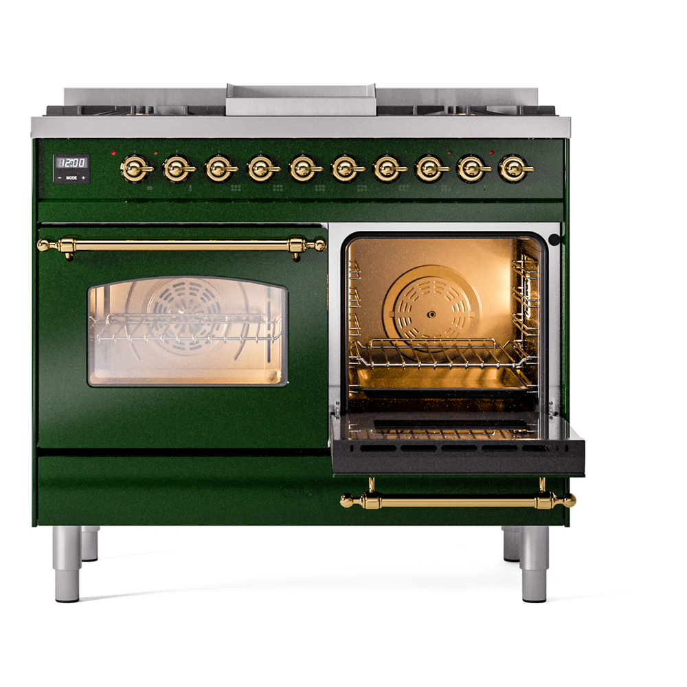 ILVE UPD40FNMPEGG Nostalgie II 40" Dual Fuel Range, side oven door opened