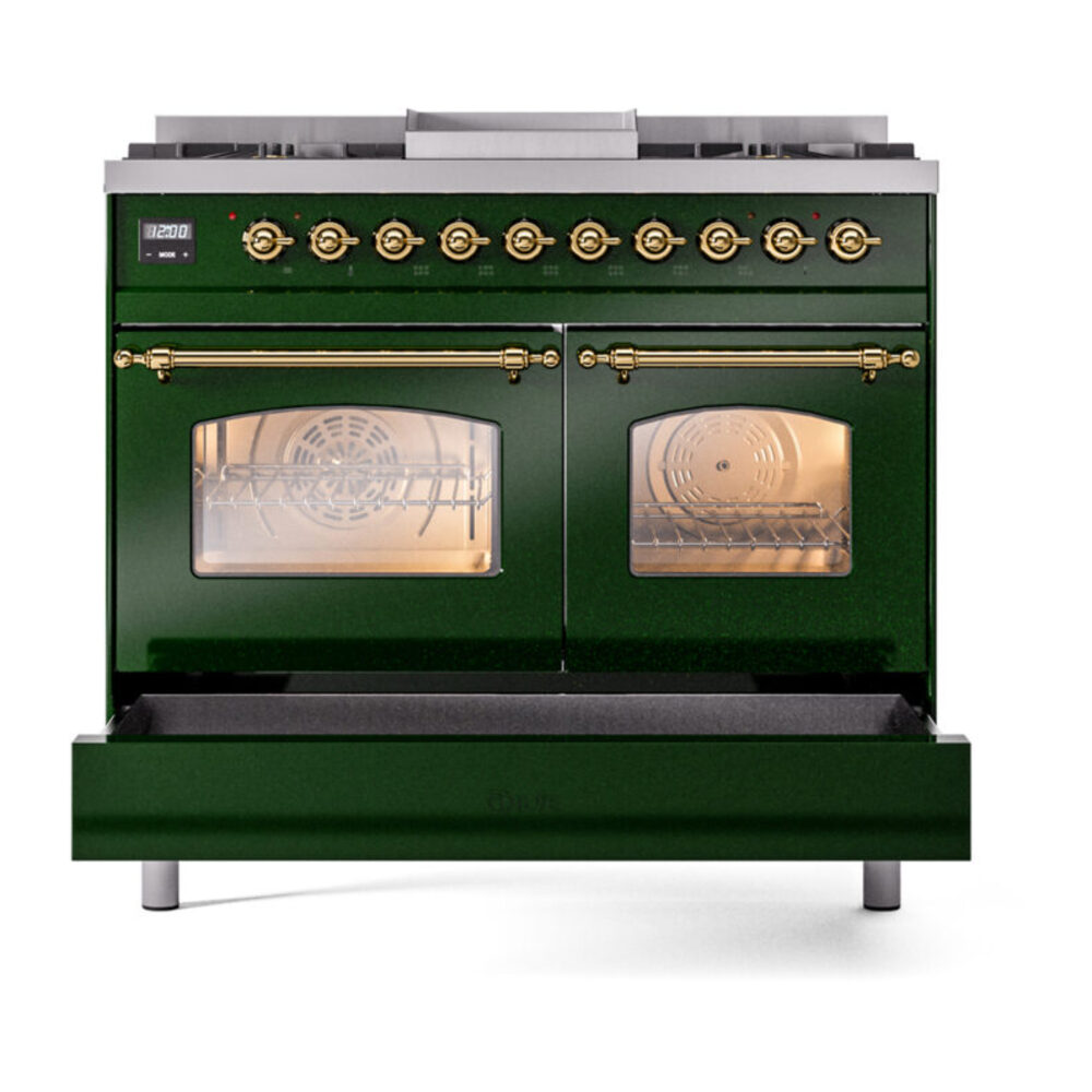 ILVE UPD40FNMPEGG Nostalgie II 40" Dual Fuel Range, drawer opened