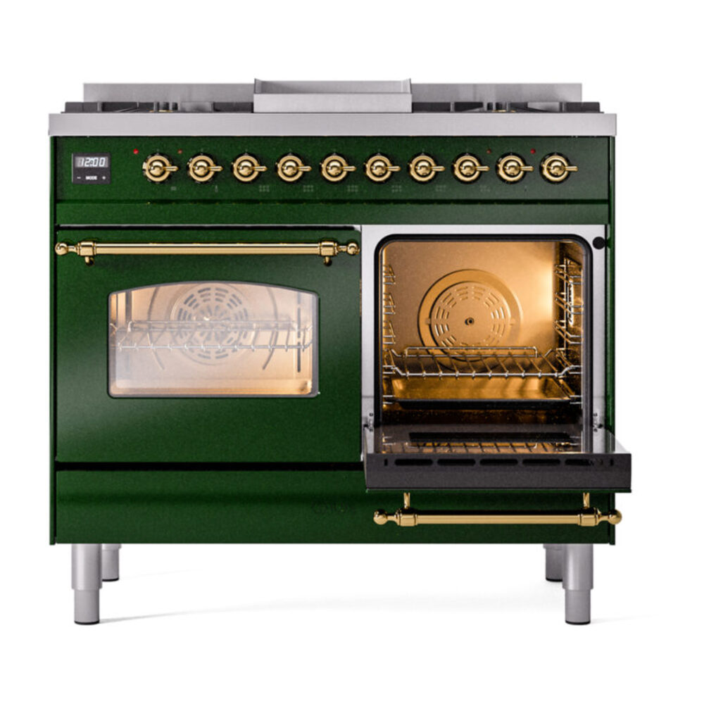 ILVE UPD40FNMPEGG Nostalgie II 40" Dual Fuel Range, side oven door opened