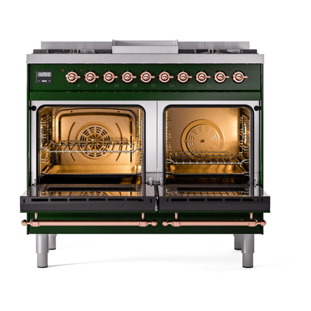 ILVE UPD40FNMPEGPLP Nostalgie II 40" Dual Fuel Range, oven doors opened