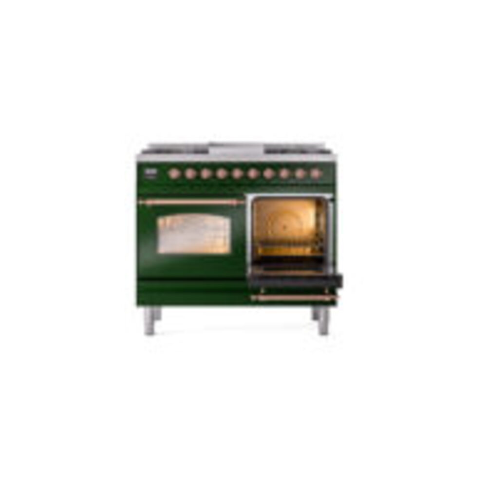 ILVE UPD40FNMPEGPLP Nostalgie II 40" Dual Fuel Range, side oven door opened