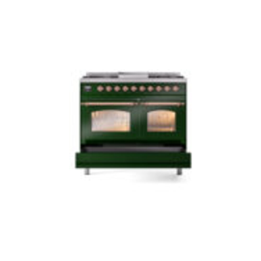 ILVE UPD40FNMPEGPLP Nostalgie II 40" Dual Fuel Range, drawer opened