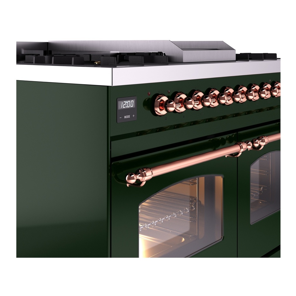 ILVE UPD40FNMPEGP Nostalgie II 40 inch Dual Fuel Range with Double Ovens, 6 Burners and Griddle (Natural Gas, Triple Glass Door, Emerald Green, Copper) 10 ILVE UPD40FNMPEGP Nostalgie II 40" Dual Fuel Range, details