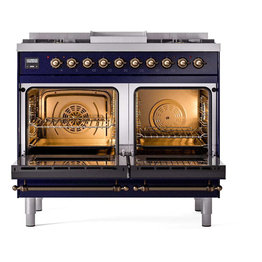 ILVE UPD40FNMPMBBLP Nostalgie II 40" Dual Fuel Range, oven doors opened