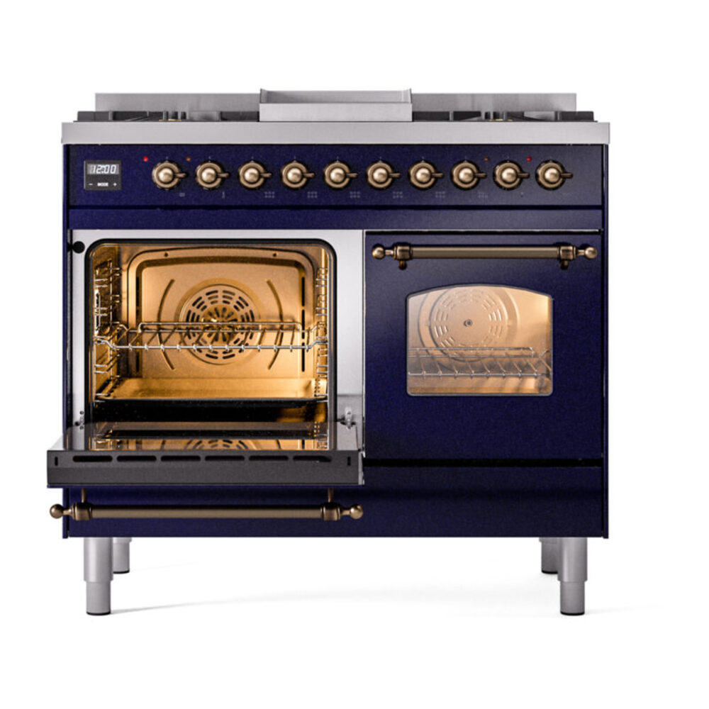 ILVE UPD40FNMPMBBLP Nostalgie II 40" Dual Fuel Range, main oven door opened