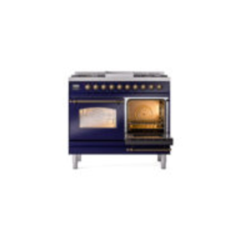ILVE UPD40FNMPMBBLP Nostalgie II 40" Dual Fuel Range, side oven door opened
