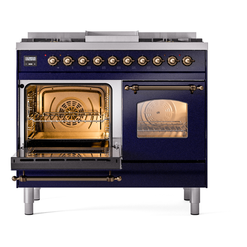 ILVE UPD40FNMPMBB Nostalgie II 40" Dual Fuel Range, main oven door opened