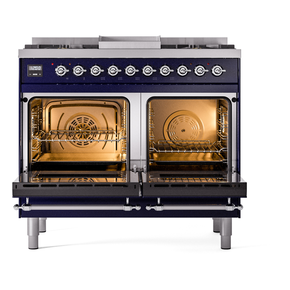 ILVE UPD40FNMPMBCLP Nostalgie II 40" Dual Fuel Range, oven doors opened