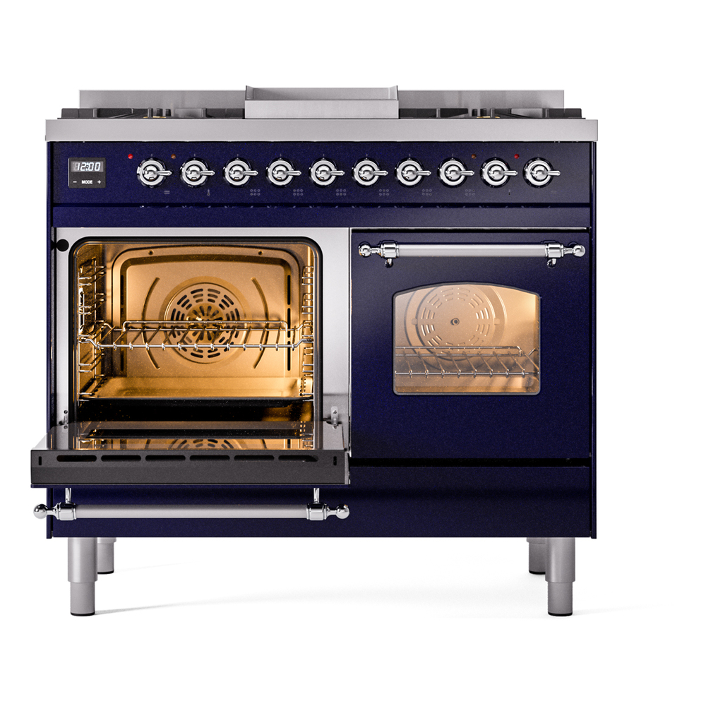 ILVE UPD40FNMPMBCLP Nostalgie II 40" Dual Fuel Range, main oven door opened