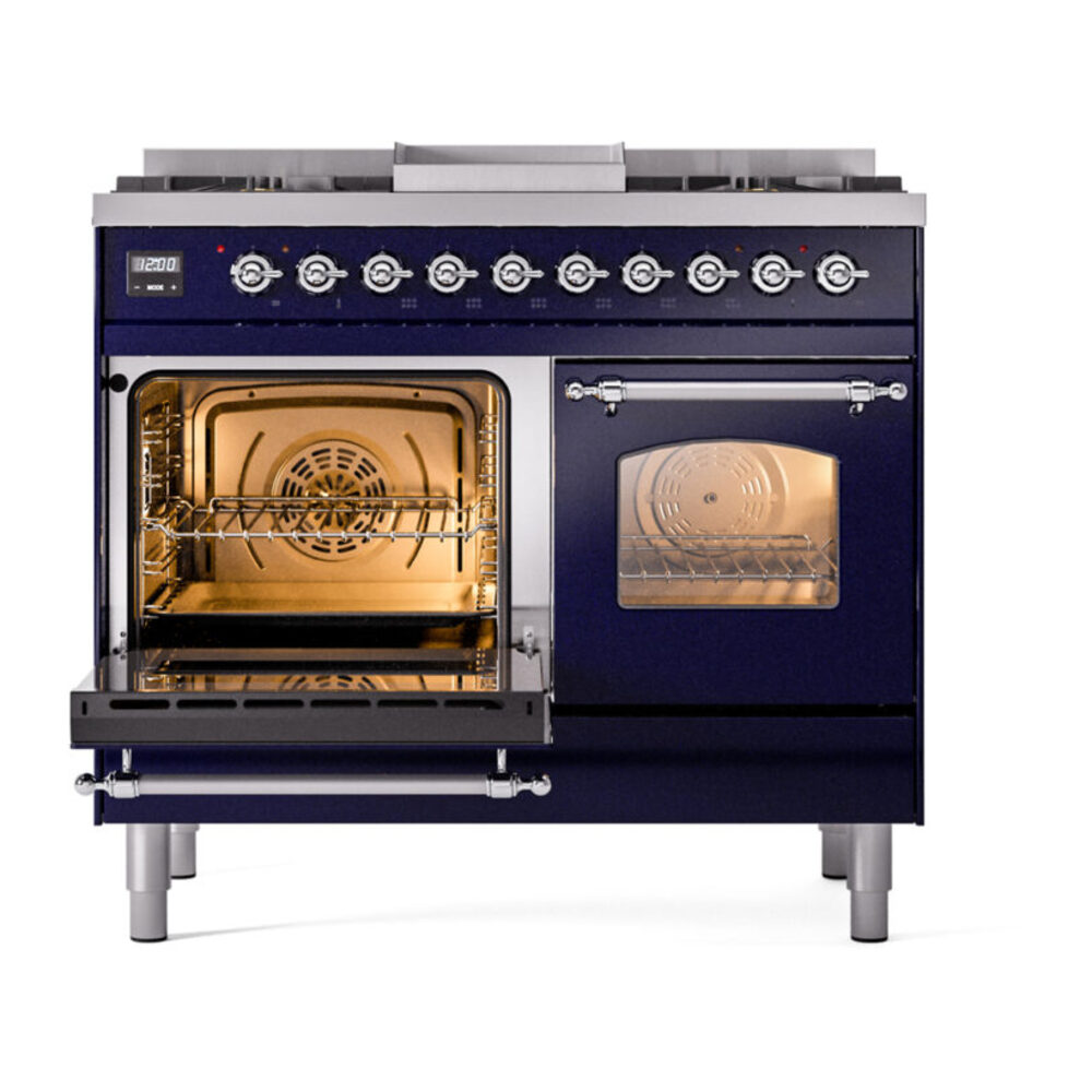 ILVE UPD40FNMPMBCLP Nostalgie II 40" Dual Fuel Range, main oven door opened