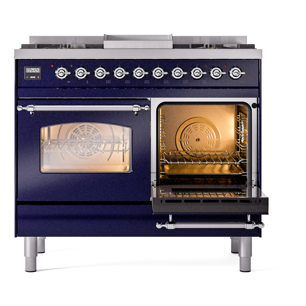 ILVE UPD40FNMPMBCLP Nostalgie II 40" Dual Fuel Range, side oven door opened