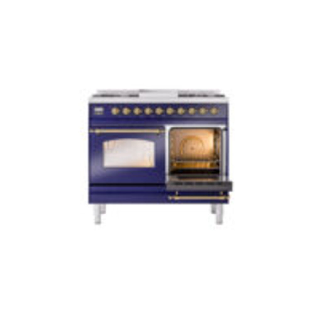 ILVE UPD40FNMPMBGLP Nostalgie II 40" Dual Fuel Range, side oven door opened