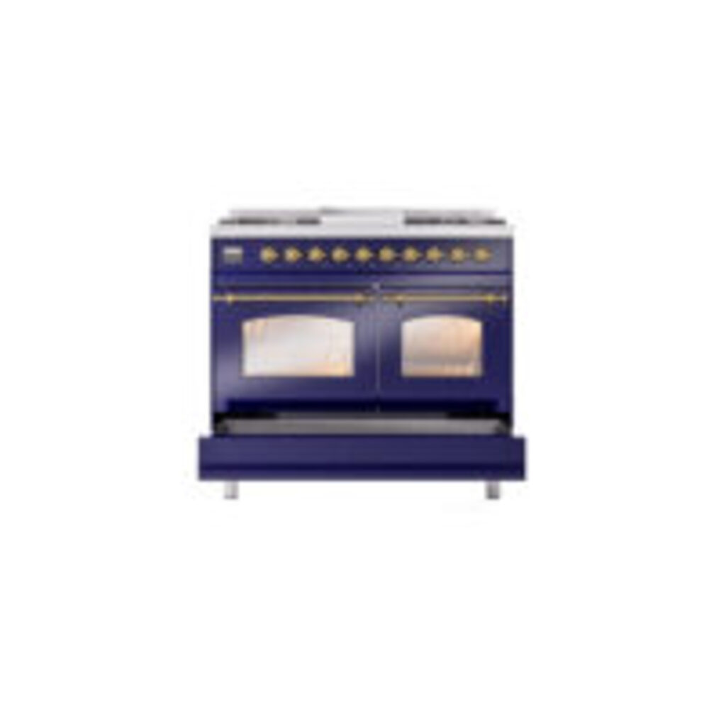 ILVE UPD40FNMPMBGLP Nostalgie II 40" Dual Fuel Range, drawer opened