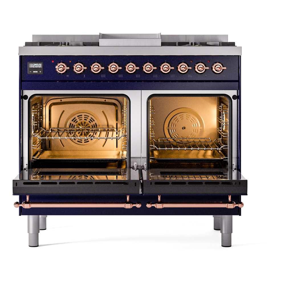 ILVE UPD40FNMPMBP Nostalgie II 40" Dual Fuel Range, oven doors opened