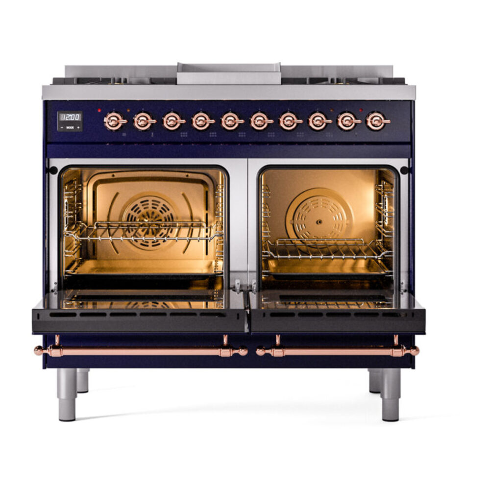 ILVE UPD40FNMPMBP Nostalgie II 40" Dual Fuel Range, oven doors opened
