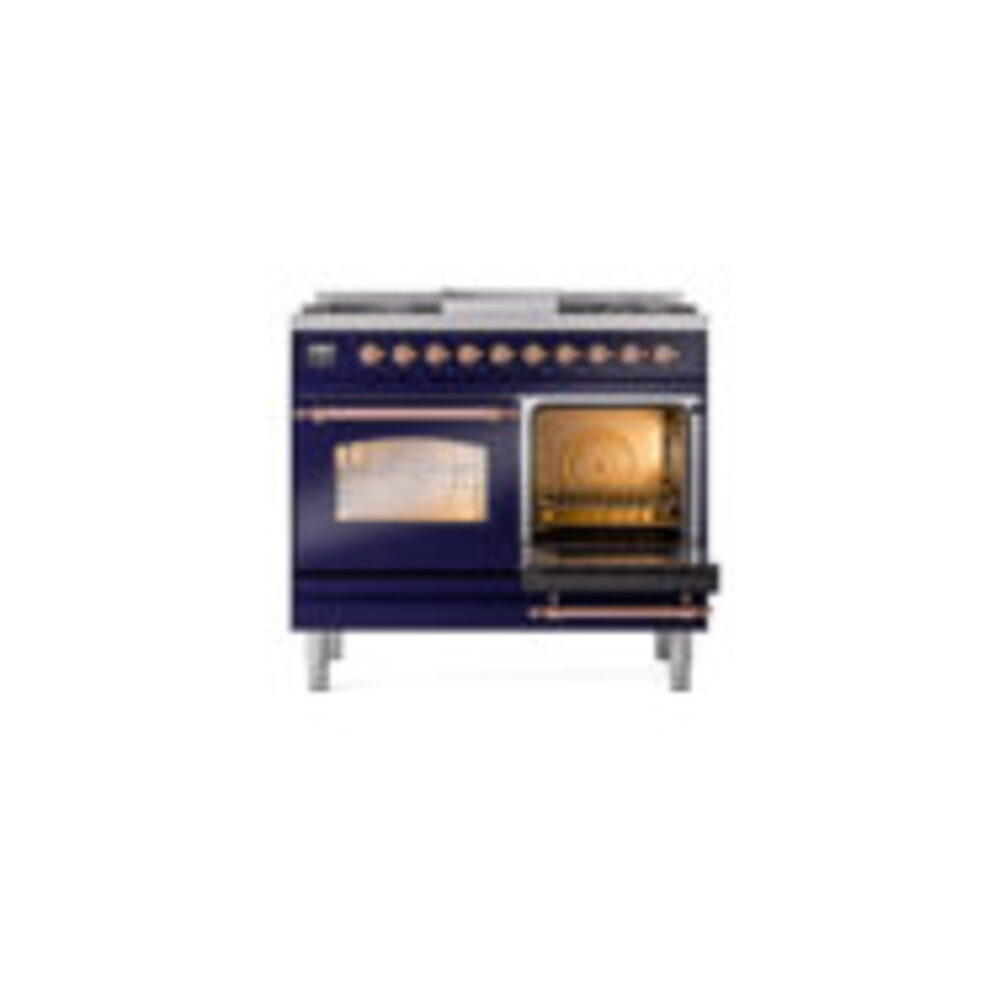 ILVE UPD40FNMPMBP Nostalgie II 40" Dual Fuel Range, side oven door opened