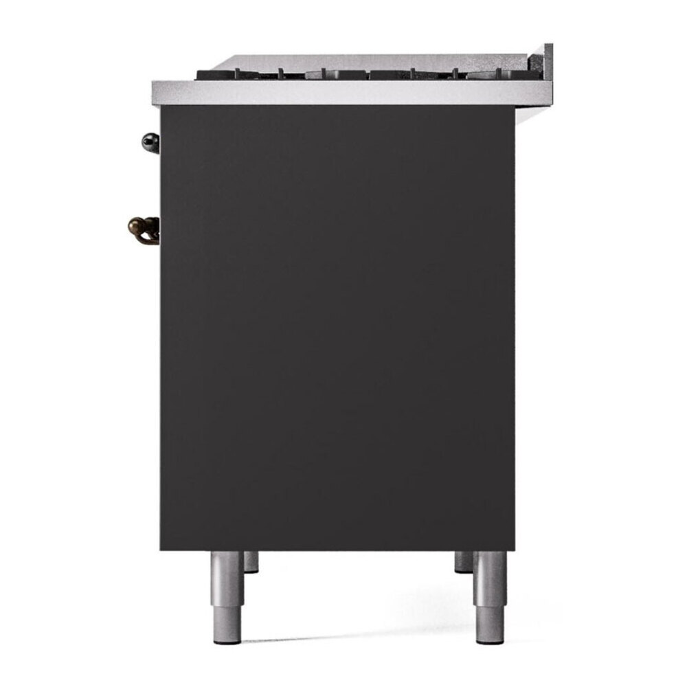 ILVE UPD40FNMPMGB Nostalgie II 40 inch Dual Fuel Range with Double Ovens, 6 Burners and Griddle (Natural Gas, Triple Glass Door, Graphite Matte, Burnished) 13 ILVE UPD40FNMPMGB right side