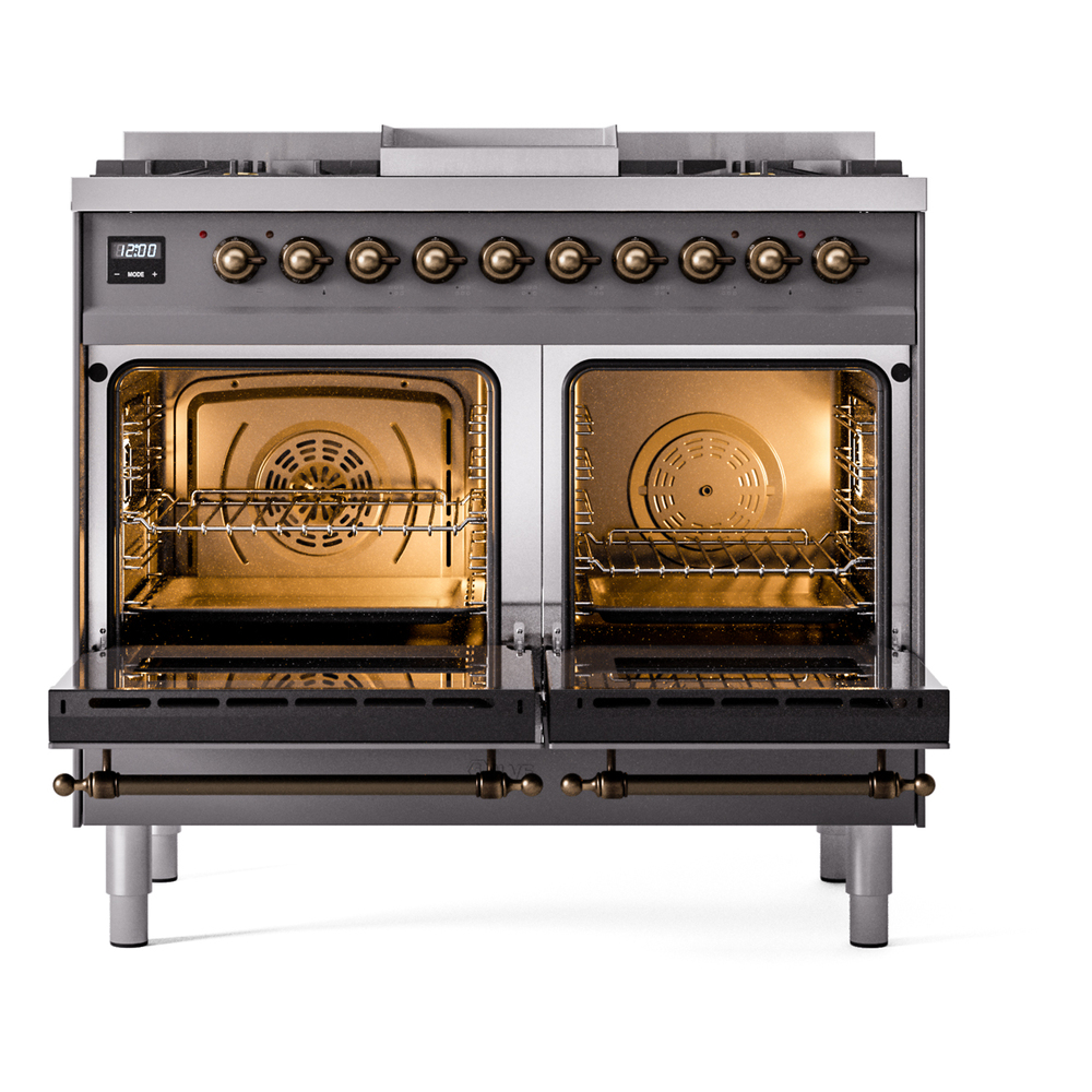 ILVE UPD40FNMPMGB Nostalgie II 40" Dual Fuel Range, oven doors opened