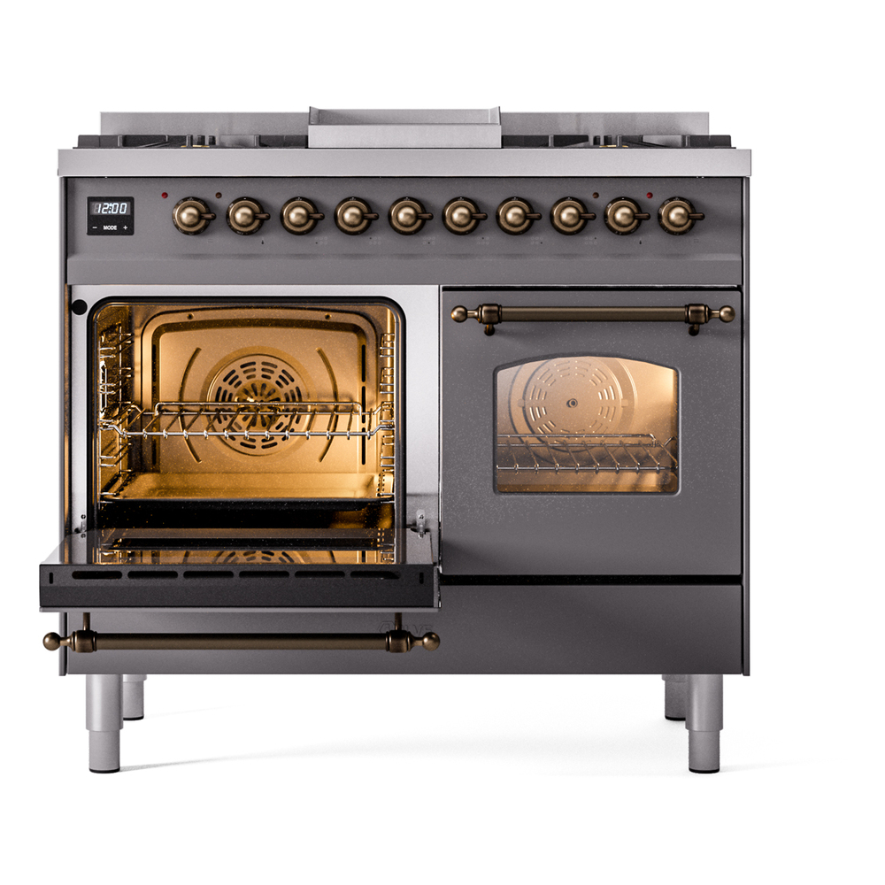 ILVE UPD40FNMPMGB Nostalgie II 40" Dual Fuel Range, main oven door opened