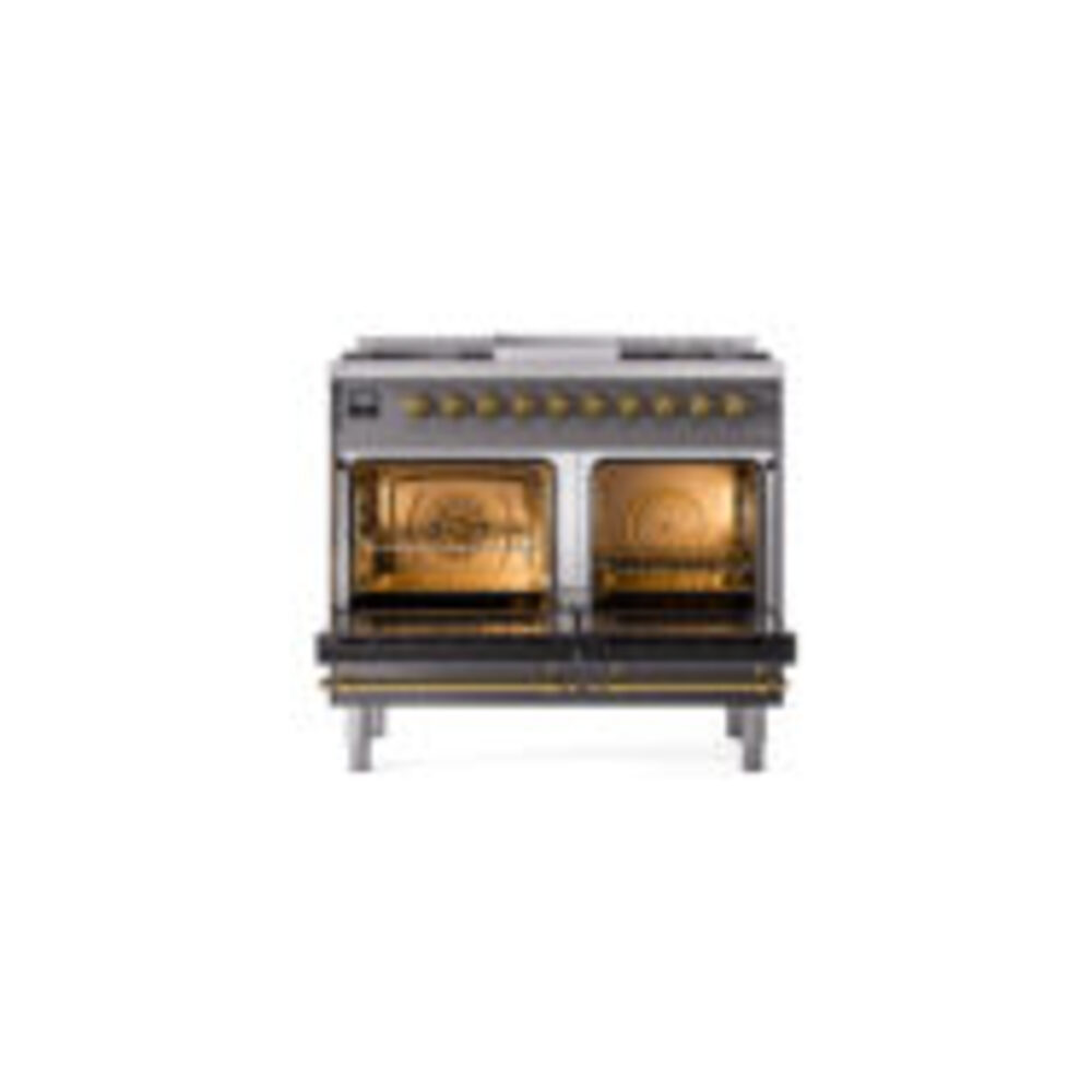 ILVE UPD40FNMPMGG Nostalgie II 40" Dual Fuel Range, oven doors opened