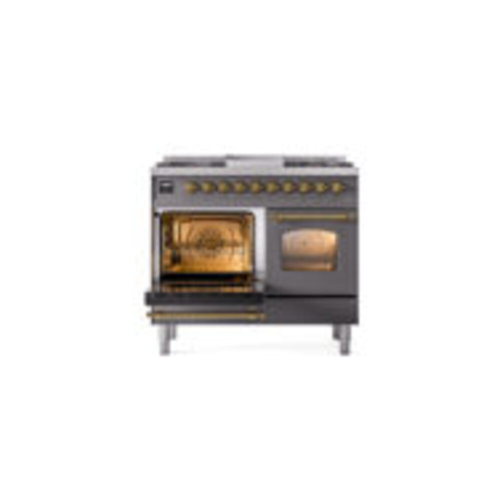 ILVE UPD40FNMPMGG Nostalgie II 40" Dual Fuel Range, main oven door opened